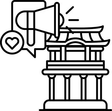 A building with a large speaker on top of it Ilustración de archivo