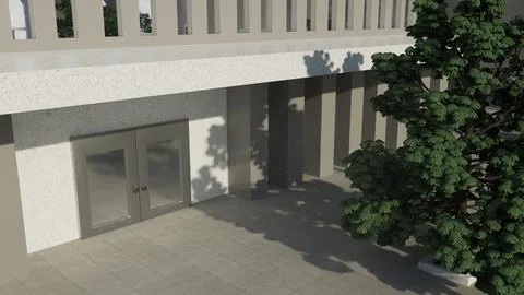 A building with a large tree in front of it Stock Illustration