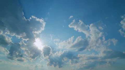 Building of a large white cloud in the blue sky. Clouds moving in blue sky with Video stock 201295635