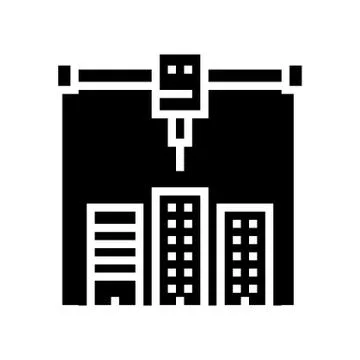 Building layout 3d printer glyph icon vector illustration Ilustración de archivo