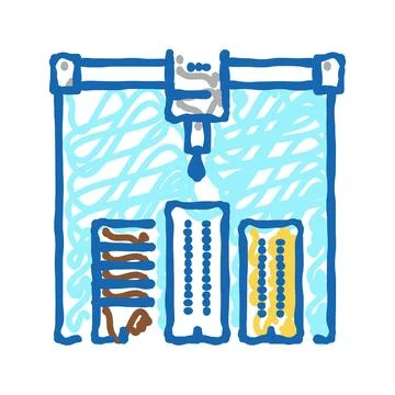 Building layout 3d printer icon doodle illustration Ilustración de archivo