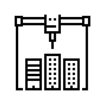 Building layout 3d printer line icon vector illustration Ilustración de archivo