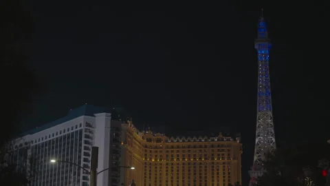 Building on left and fake Eiffel Tower on right Stock Footage 336669632