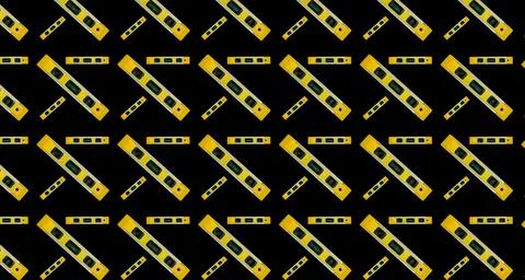 Building level seamless pattern isolated on black background. Stock Photos