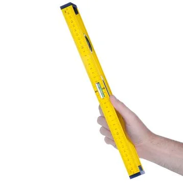 Building level tool in hand Stock Photos