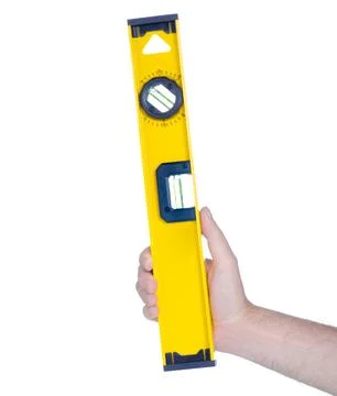Building level tool in hand Stock Photos
