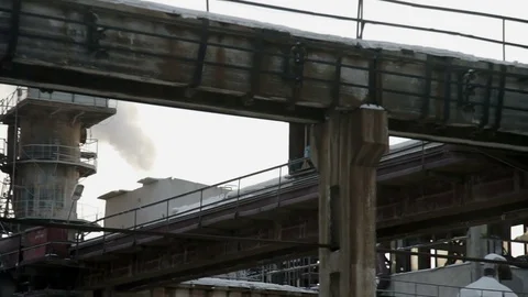 Building lift riding on rails Stock Footage 82139262