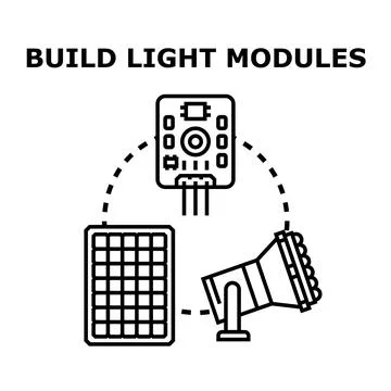 Building light modules with solar power system Stock Illustration