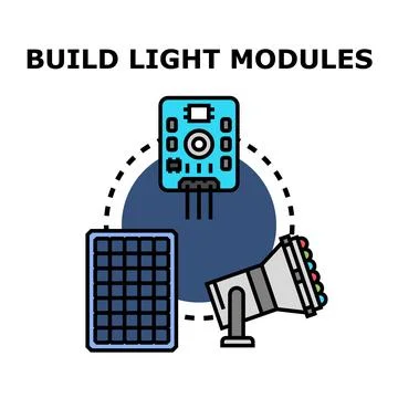 Building light modules with solar power system Stock Illustration