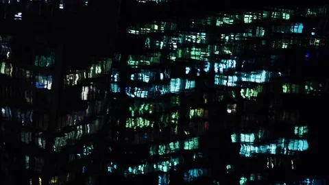 Building light reflection on water surface at night Stock Footage 85394950