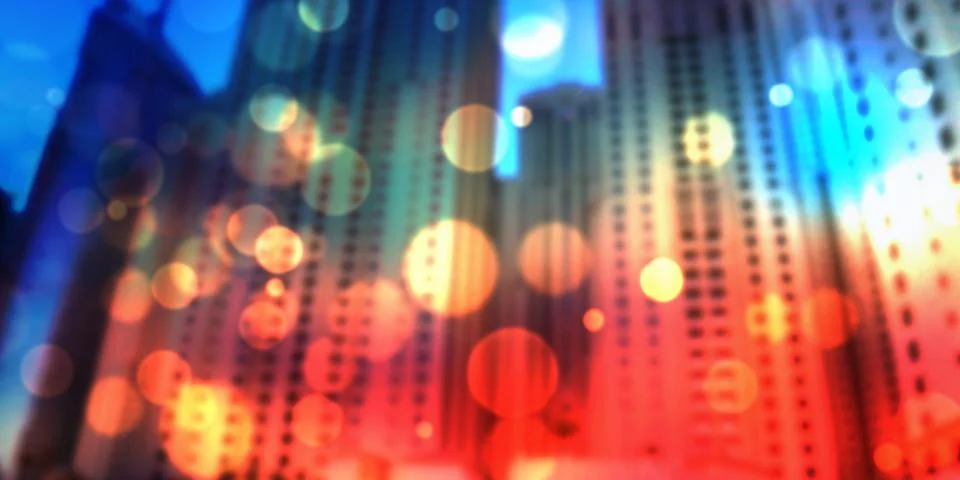 Building in lights background Stock Photos