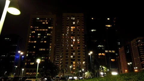 BUILDING LIGHTS - TOWER LIGHTS - TIME LAPSE VIDEO Stock Footage 112387659