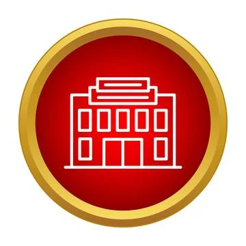 Building line art icon inside red circle Ilustración de archivo