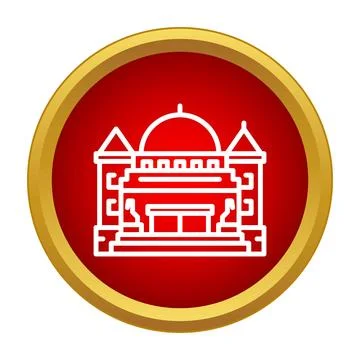 Building line art representing architecture, an icon in a red circle Ilustración de archivo