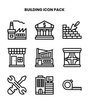 Building Line Design Icons Pack Ilustración de archivo
