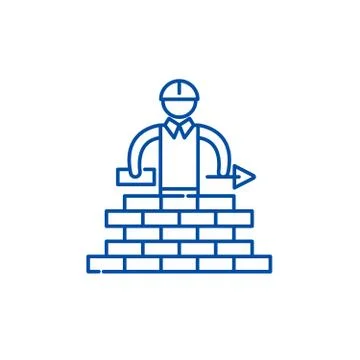 Building line icon concept. Building flat vector symbol, sign, outline Ilustración de archivo