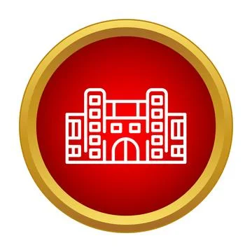 Building line icon in red and gold frame Ilustración de archivo