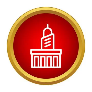 Building line icon in red circle Ilustração Stock