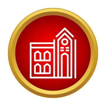 Building line icon in red circle Ilustración de archivo