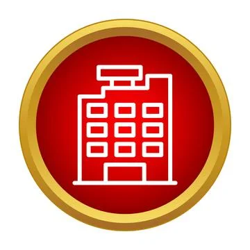 Building line icon in red gold circle Ilustração Stock