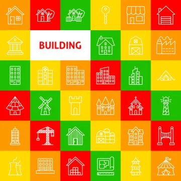 Building Line Icons Ilustración de archivo