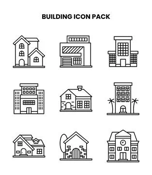 Building Line Icons Pack Ilustración de archivo