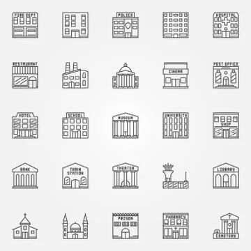 Building line vector icons Ilustración de archivo