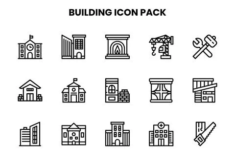 Building Line Vector Icons Pack Ilustración de archivo