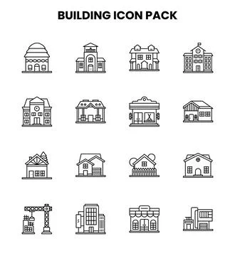 Building Line Vector Icons Pack Ilustración de archivo