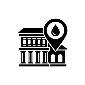 Building Location Pin with Drop Symbol Icon Stock Illustration