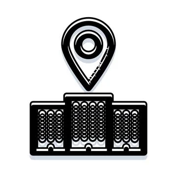 Building location pin global positioning system navigation 스톡 일러스트