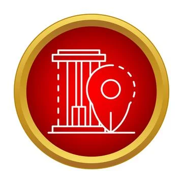 Building location pinpointing service on a map icon Ilustración de archivo