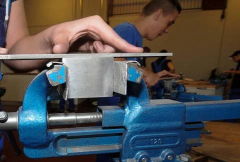  building locksmith at work on a building, metalwork and constructioon bui... Stock Photos