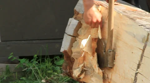 Building log home the old fashioned way Stock Footage 27516060