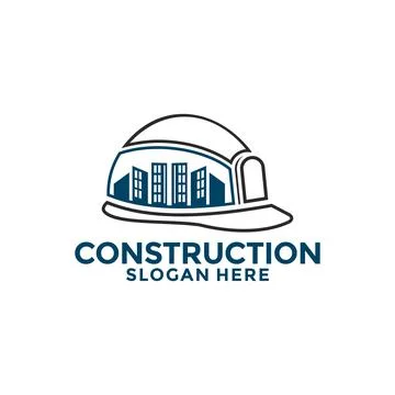 Building logo, construction working logo industry concept., Hat constructio.. Stock Illustration