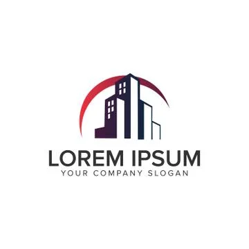 Building logo design concept template. Architectural Construction logo design Ilustración de archivo