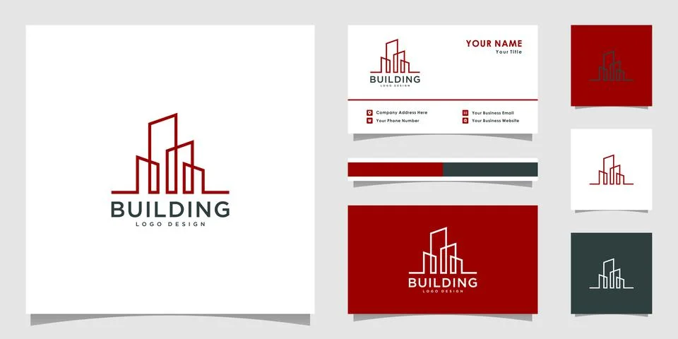 Building Logo Design Vector mono line Stock Illustration