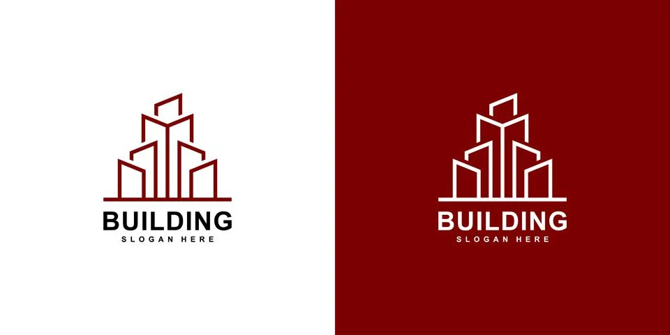 Building Logo Design Vector mono line Stock Illustration
