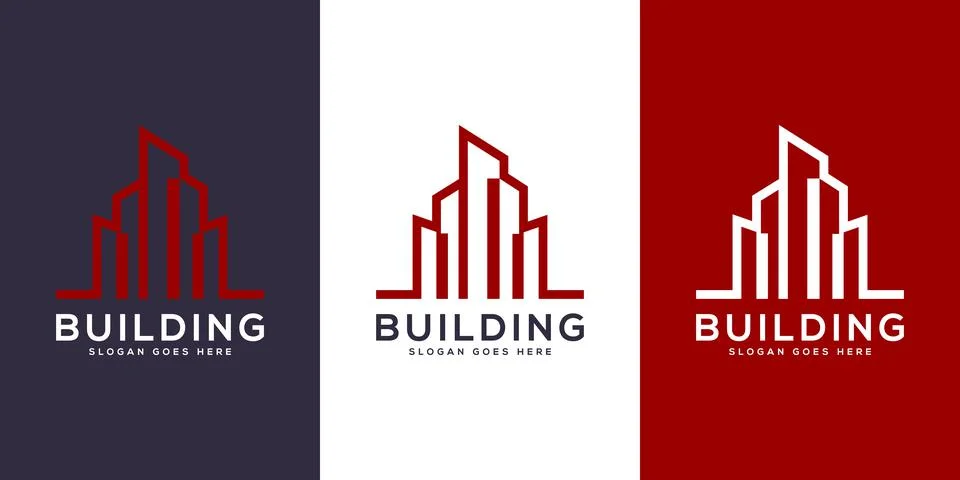 Building Logo Design Vector mono line Stock Illustration