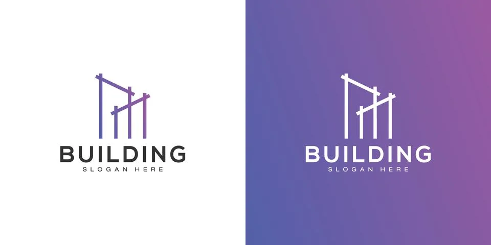 Building Logo Design Vector mono line Stock Illustration