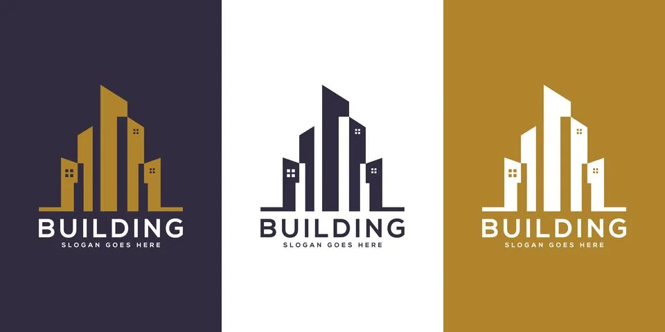 Building Logo Design Vector mono line Stock Illustration