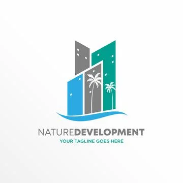 Building logo free vector stock. Coconut tree abstract design concept. Ilustración de archivo