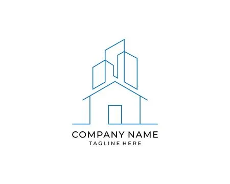 Building logo illustration vector graphic design in line art style Stock Illustration