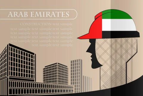 Building logo made from the flag of Arab Emirates ,construction working indus Ilustración de archivo