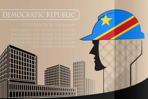 Building logo made from the flag of Democratic Republic ,construction working Stock Illustration