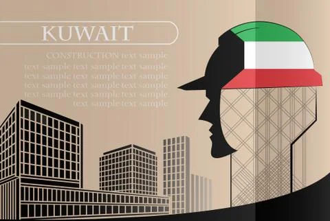 Building logo made from the flag of Kuwait ,construction working industry con Ilustración de archivo