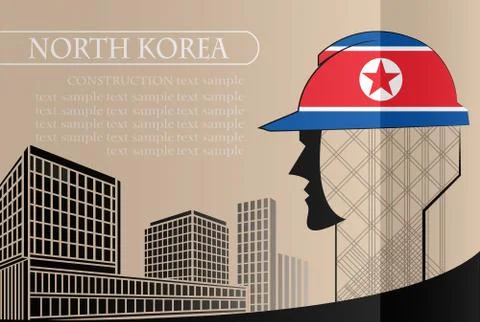 Building logo made from the flag of North Korea ,construction working industr Ilustración de archivo