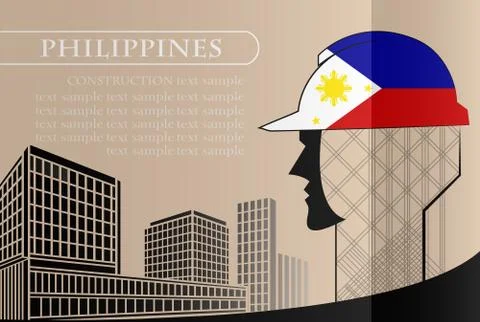 Building logo made from the flag of Philippines ,construction working industr Ilustración de archivo