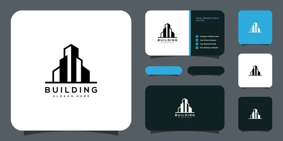 Building logo vector design and business card Stock Illustration