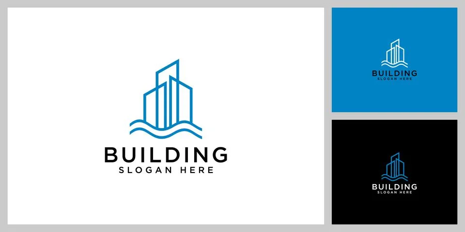 Building logo vector line style Ilustración de archivo